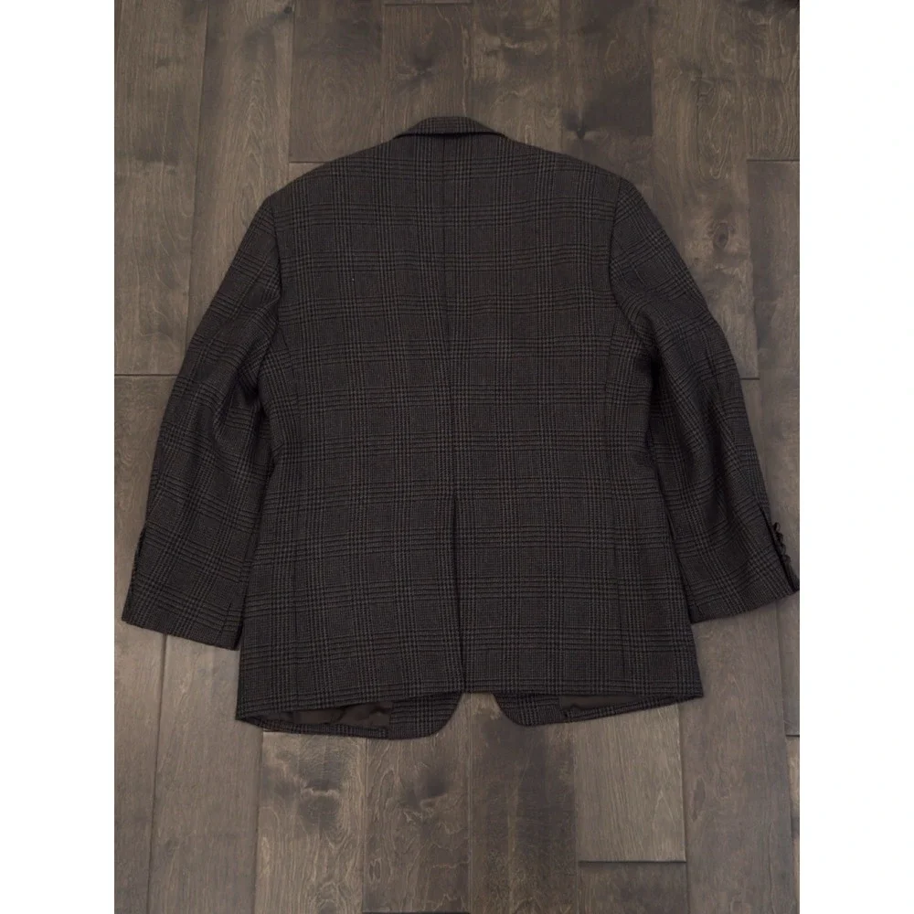 Savile Row Men's Size 40S Brown Glen Plaid Pure Wool Blazer Suit Jacket 2-Button
